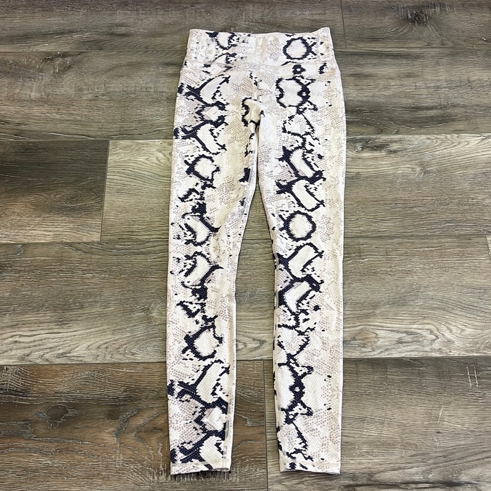 Varley Snake Print Leggings in Beige and Black